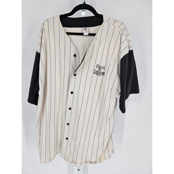 Vintage Badger Mens Sz XXL Field of Dreams Short Sleeve Baseball Shirt Striped - Picture 1 of 4